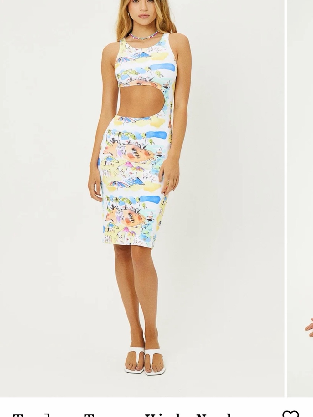 Frankie's Bikinis Floral Print Cutout Dress - Blue, Yellow, Purple